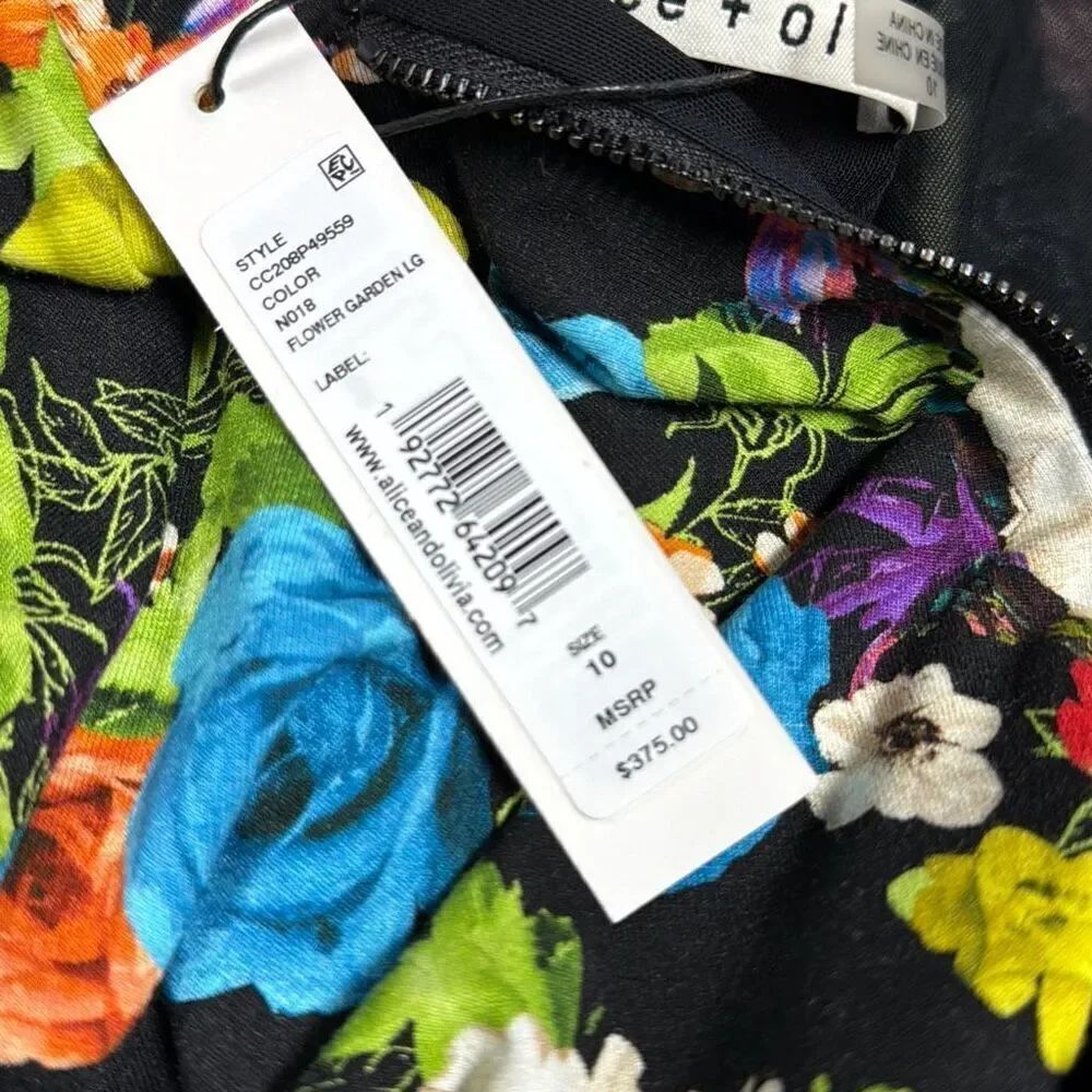 Alice + Olivia Delora Floral Long Sleeve Mini Dress Size 10 NEW - Picture 11 of 11